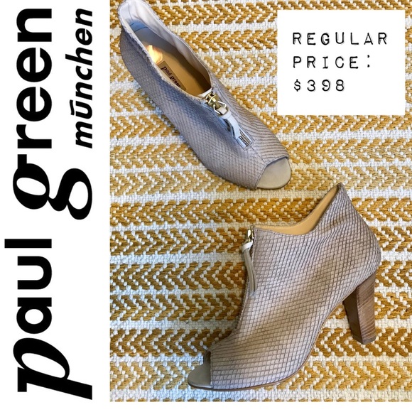 👌🏻 NWT PAUL GREEN TOPAZ SNAKE Open Toe Bootie - Picture 2 of 8